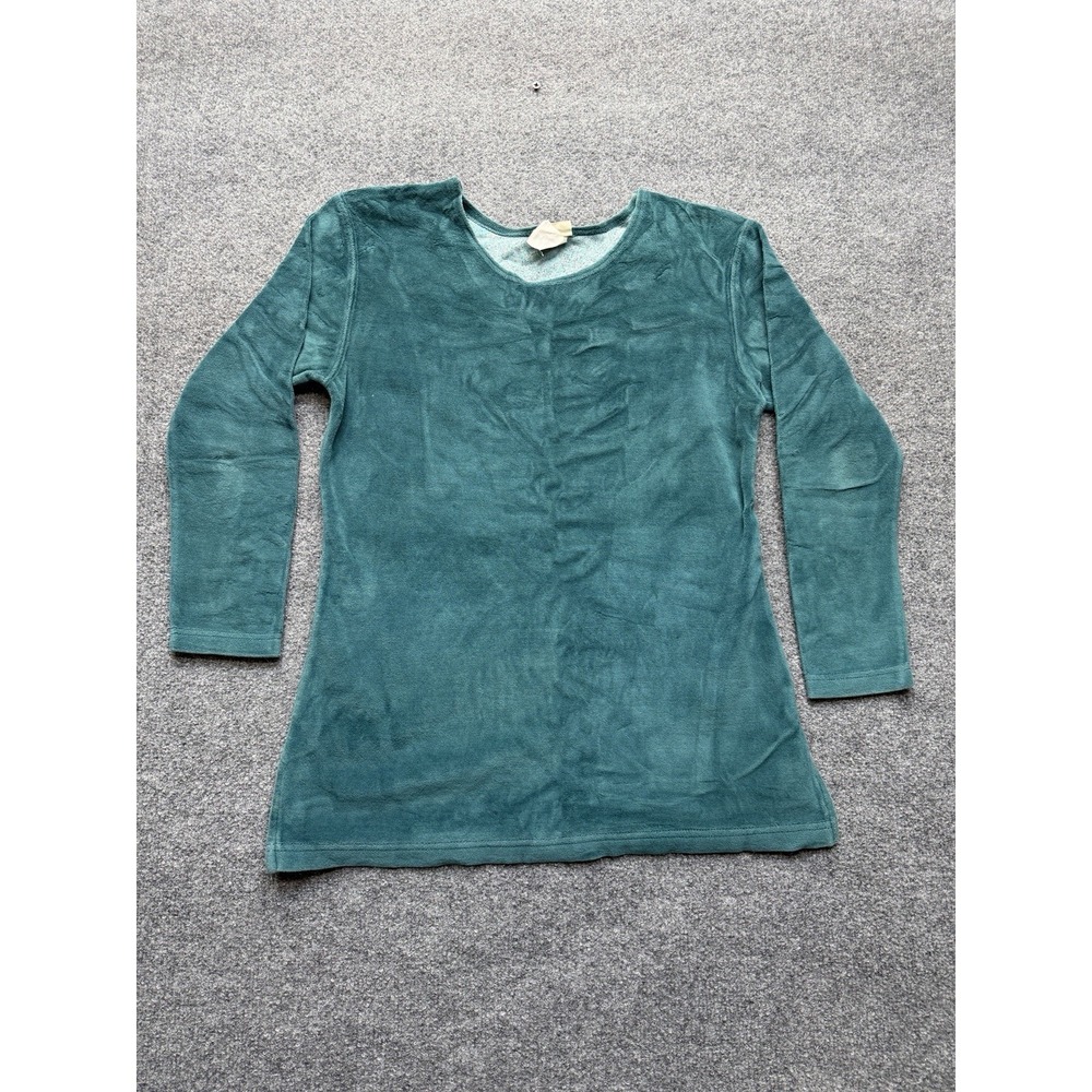 Vintage LL Bean Green Velvet Top‎ Women's Size Small Comfy Made In USA